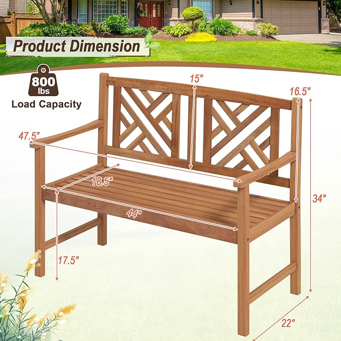 Giantex Outdoor Wooden Garden Bench - Image 3