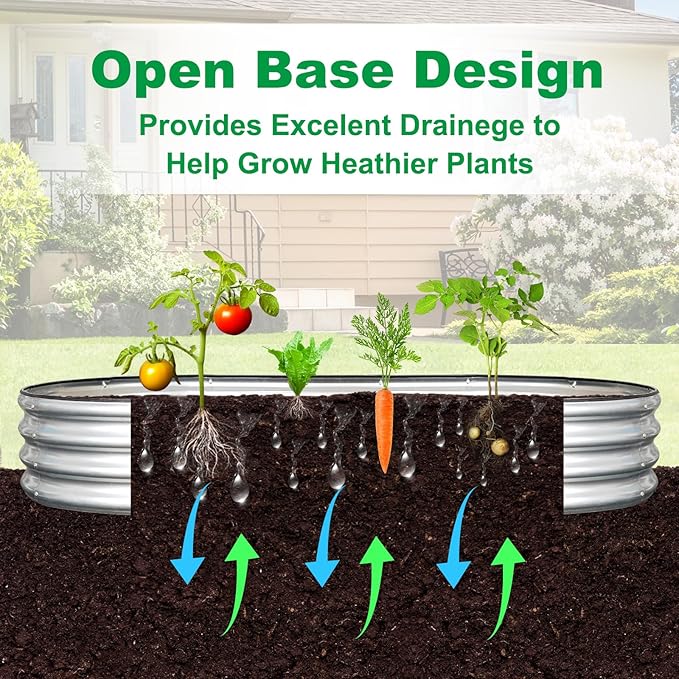JERIA 6×3×1ft Oval Raised Garden Bed, Galvanized Raised Garden Bed Kit Outdoor - Image 4