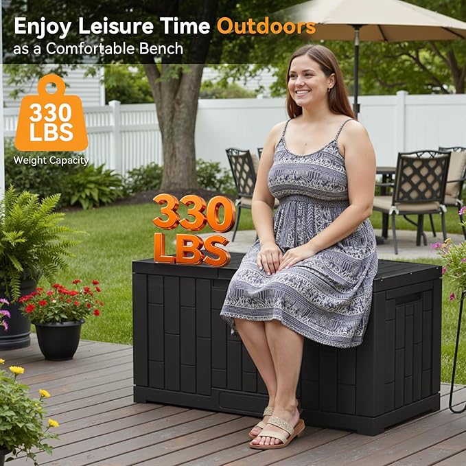 NEWBULIG 60 Gallon Deck Box, Waterproof Outdoor Storage Box - Image 3