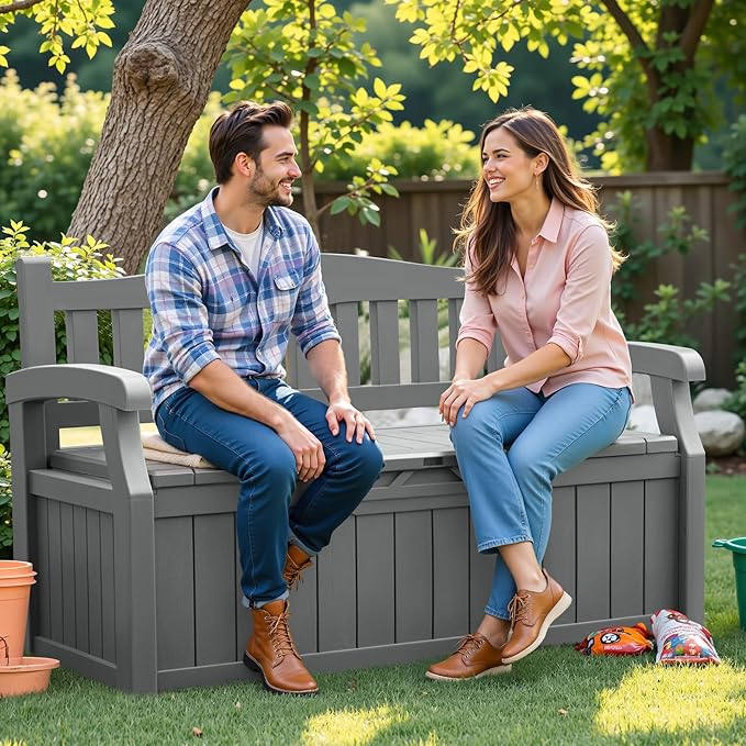 Flamaker 80 Gallon Storage Bench Outdoor Indoor, Durable All-Weather Seating - Image 6