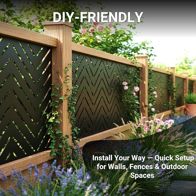 Metal Privacy Screen Outdoor – 6FT Freestanding Decorative Steel Panel - Image 5