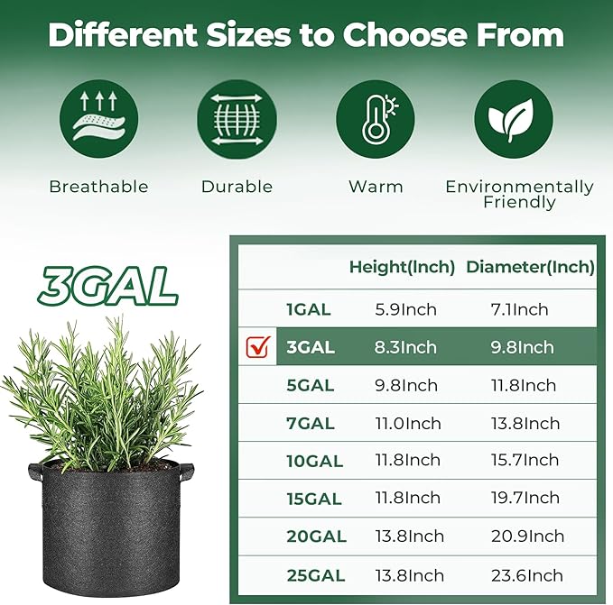 T4U 3 Gallon Grow Bags, Upgrade Grow Bags - Image 5