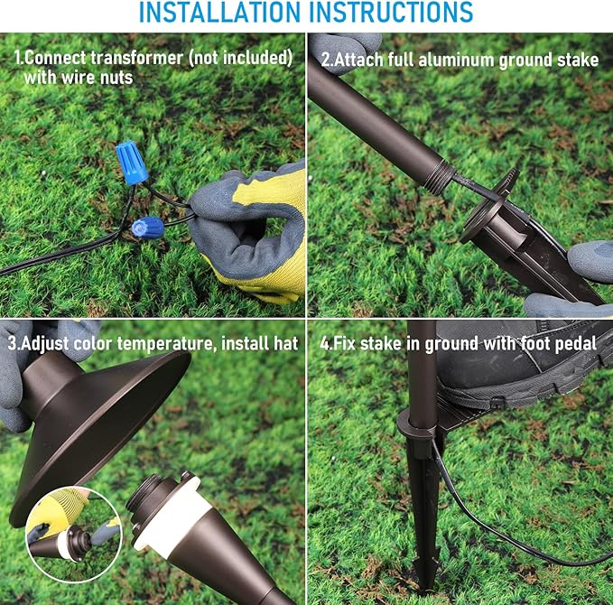 LEONLITE Update 5CCT Low Voltage Pathway Lights, 12-24V LED Landscape Path Light - Image 9