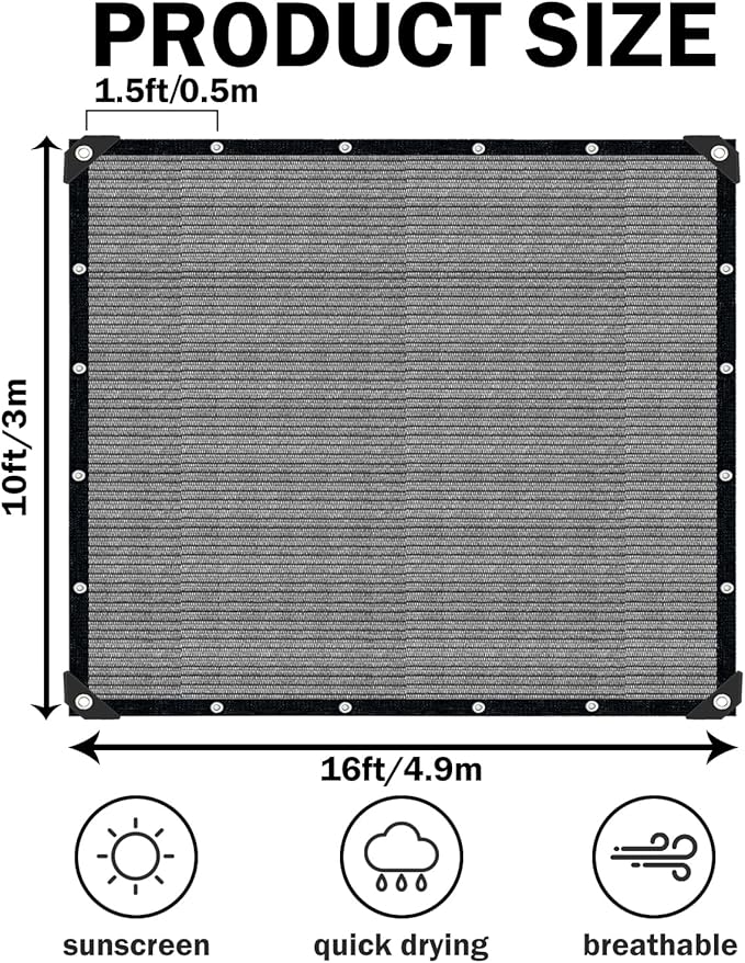 Grey Sun Shade Cloth, Pergola Shade Cover - Image 2