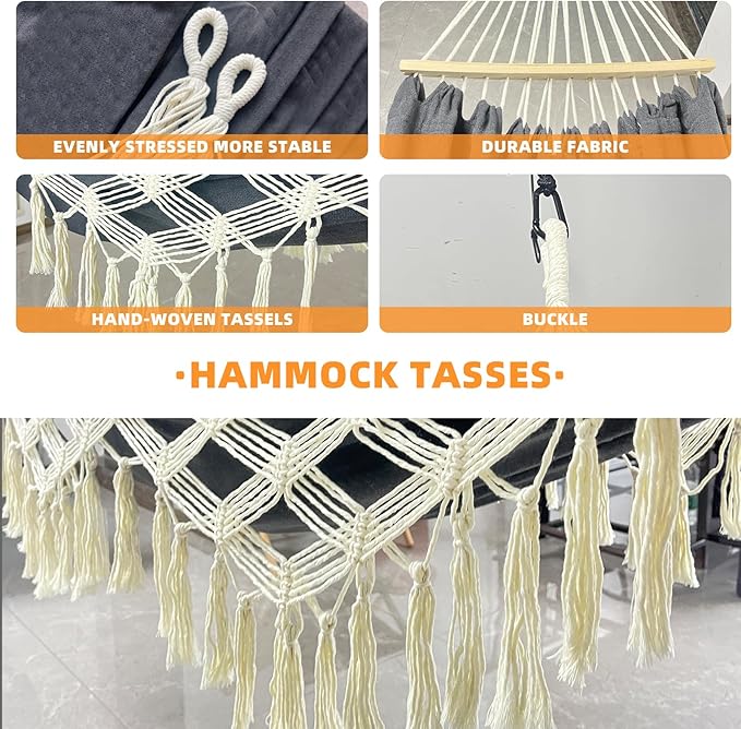 Hammock Hanging Swing Double Max 500lbs Macrame - Image 3