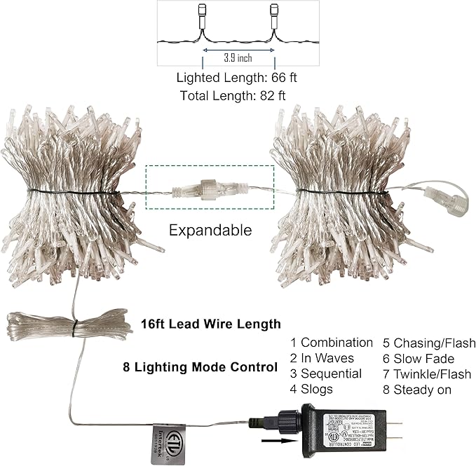 LJLNION 300 LED Valentines Lights, Extra Long 98.5FT Christmas String Lights - Image 3