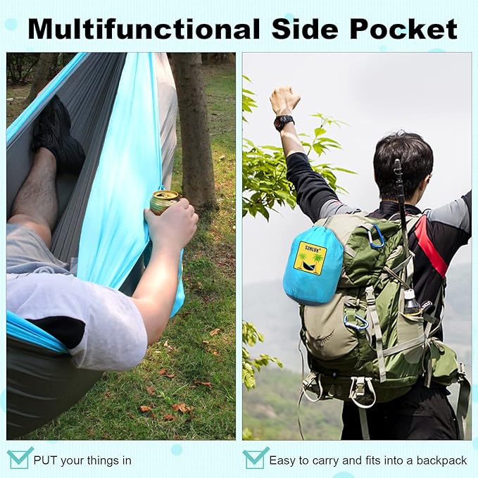 SZHLUX Camping Hammock Double & Single Portable Hammocks - Image 6