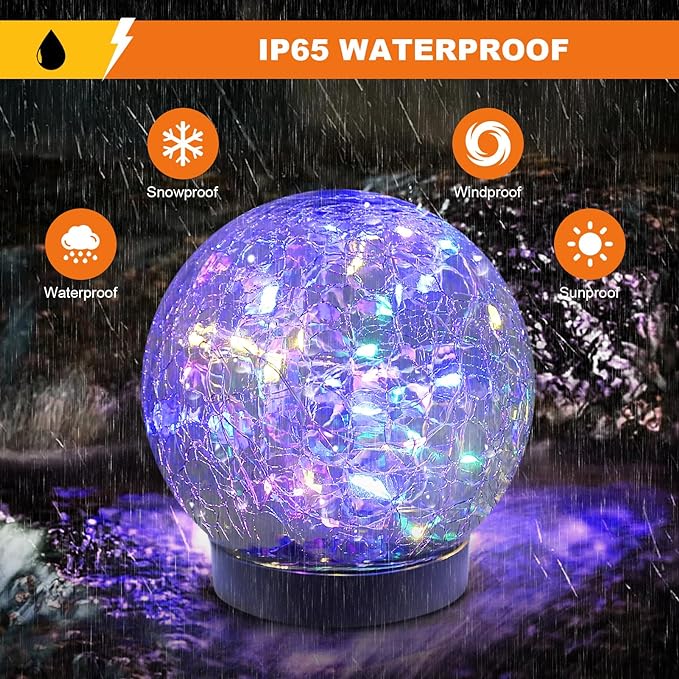 Solar Globe Lights Outdoor Waterproof-Solar Balls-Solar Garden Lights-Orbs - Image 2