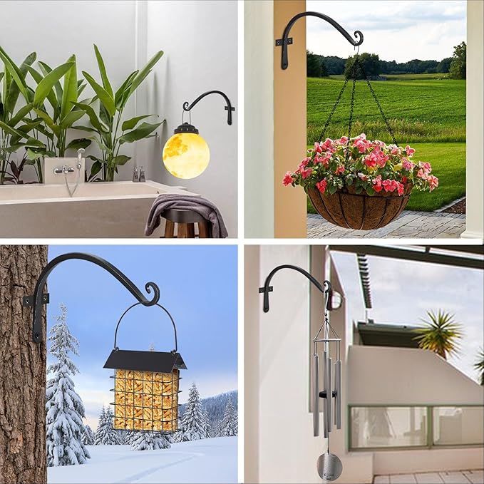 FEED GARDEN 2 Pack 12 Inch Hanging Plant Bracket Wall Hooks Decorative Plant - Image 7