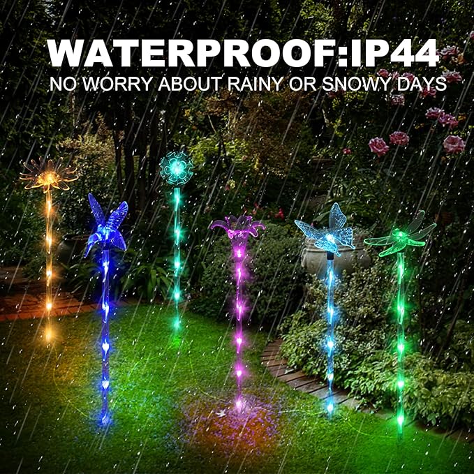 Set of 6 Arcylic Solar Lights for Outside, Solar Powered Garden Decorations - Image 4