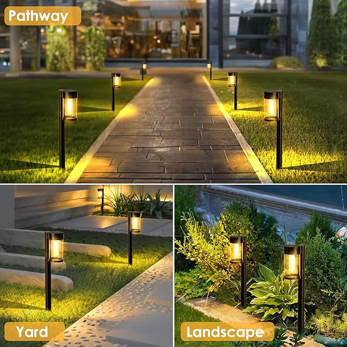 Mancra Solar Pathway Lights Outdoor, 10 Pack Metal & Glass Solar Lights Outdoor - Image 6