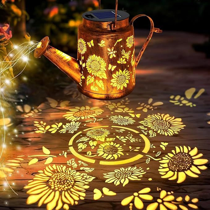 Solar Lanterns Outdoor, Sunflower Watering Can lights, Waterproof Hanging - Image 2