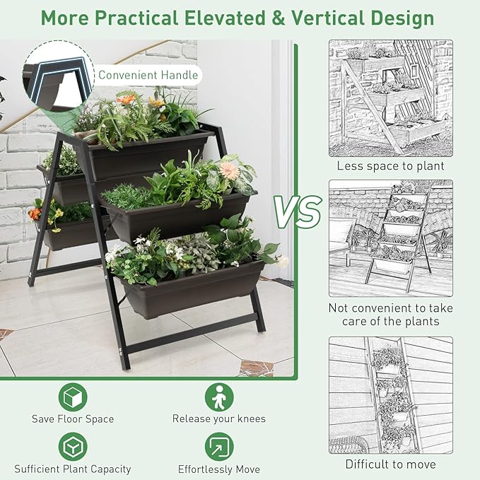 Giantex Vertical Raised Garden Bed, 5 Planter Boxes Container w/Drainage Holes - Image 5