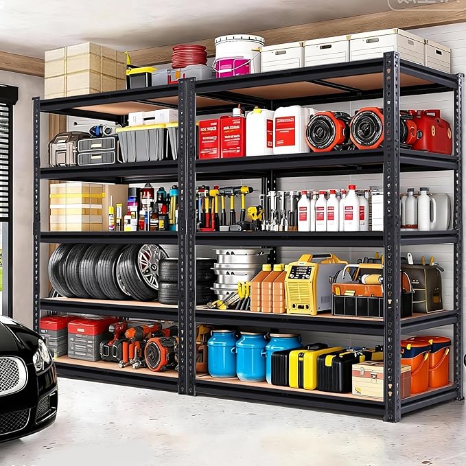 Heavy Duty Garage Shelving, 5-Tier Metal Storage Shelves, 2400LBS Shelving Unit - Image 2
