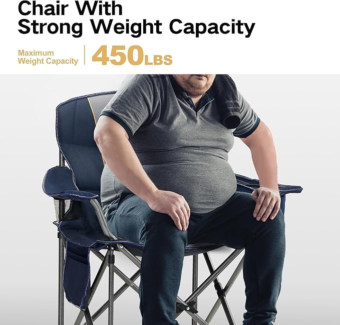 ALPHA CAMP Heavy Duty Camping Chair 500LBS Capacity, Oversized Folding Chair - Image 4