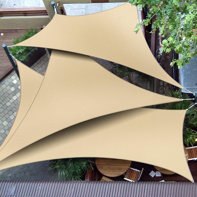 Patio Paradise 9' x 9' x 8'10" Sun Shade Sail Triangle Canopy, Permeable Shade - Image 4