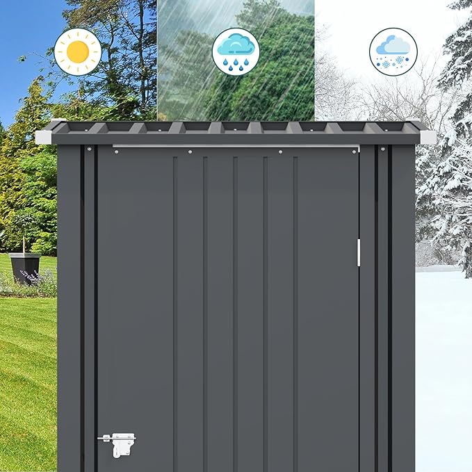 Greesum 3x3FT Outdoor Storage Shed, Lockable Metal Shed - Image 5