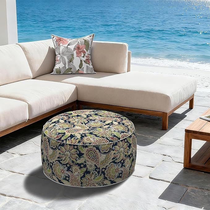 LVTXIII Outdoor Inflatable Ottoman, Fade-Resistant Round Footrest Stool D31”x - Image 4