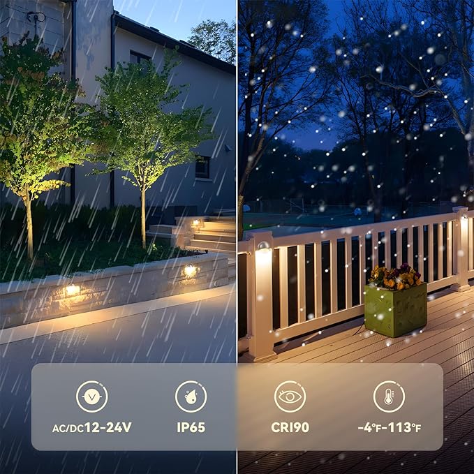LEONLITE 12-Pack Update 5CCT LED Low Voltage Deck Lights, 180LM 3.5inch - Image 5