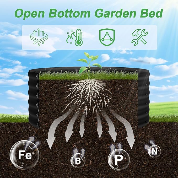 AHEONLAR 2 Pack 2x2x1.5ft Round Galvanized Raised Garden Bed Outdoor Metal - Image 5