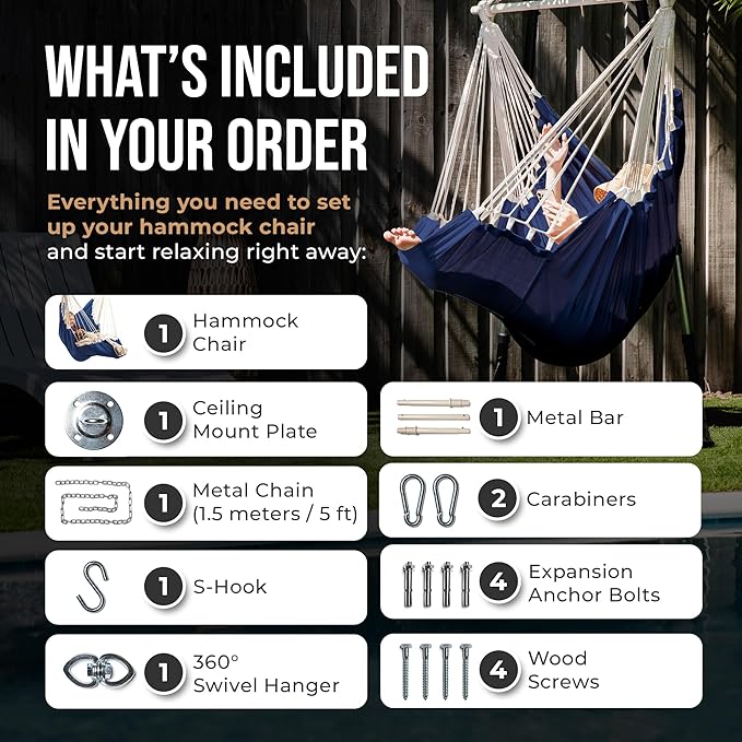 Hanging Hammock Chair Swing – Hanging Chair Outdoor & Indoor - Image 3