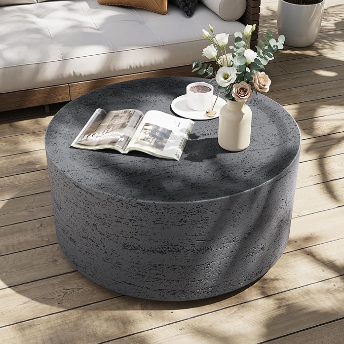 UPHA Outdoor Round Coffee Table, Small Modern Minimalist Accent Tables - Image 5