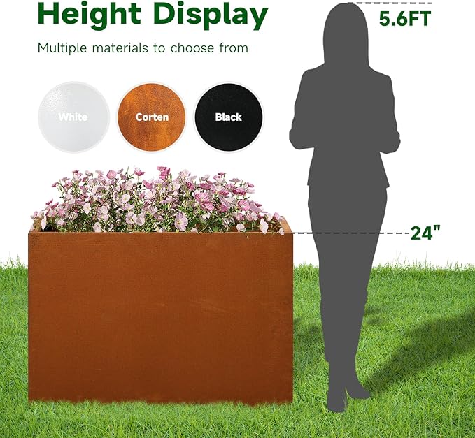 Corten Steel Outdoor Planter Box 32" x 15" x 24" - Image 8
