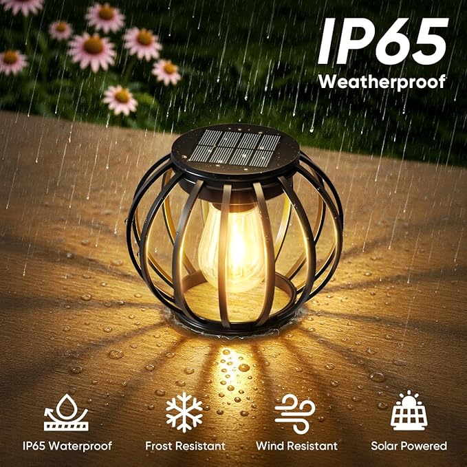 Solar Lanterns Outdoor Waterproof: 2 Pack Metal Hanging Decorative Solar Lights - Image 6