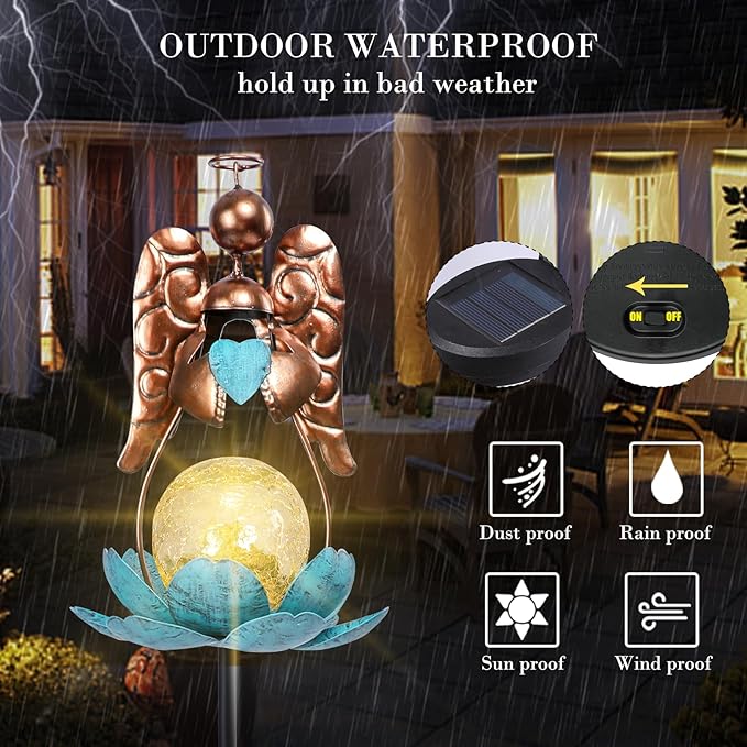 Solar Garden Lights Metal Flower Decor Colorful Solar Pathway Light - Image 5