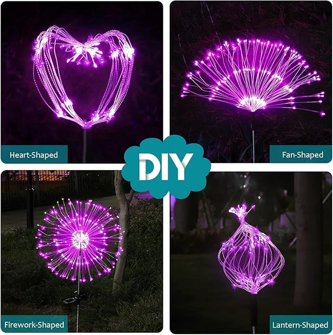 JJGoo Solar Firework Lights, 2 Pack 120 LEDs 2 Lighting Modes Solar Garden - Image 7