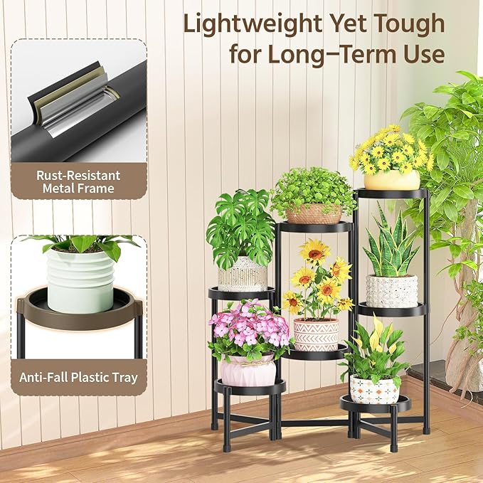 LASZOLA 7 Tiered Folding Plant Stand Indoor - Image 6