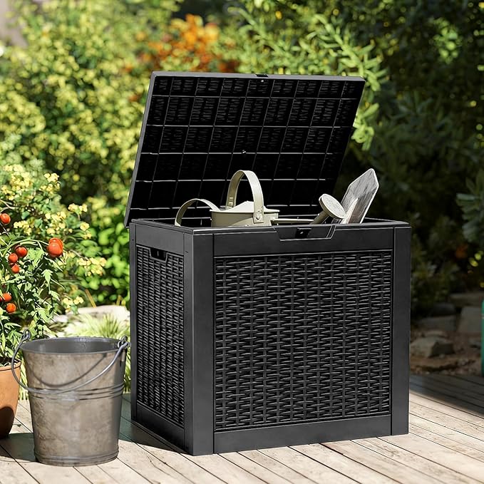 NEWBULIG 31 Gallon Deck Box, Weatherproof Resin Lockable Outdoor Storage - Image 2