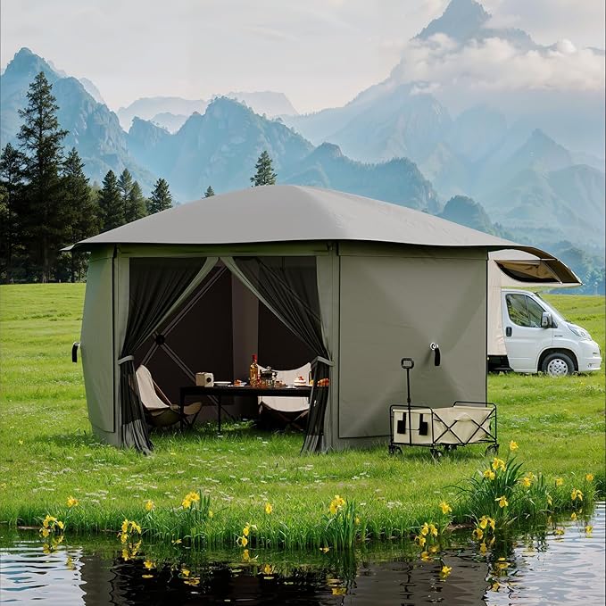 11.5x11.5FT 6-Sided Pop Up Gazebo Tent，One-Push Setup Canopy Tent - Image 8