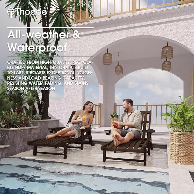 Patio Chaise Lounge Chair Set of 4, Oversized Lounge Chair Outdoor - Image 7