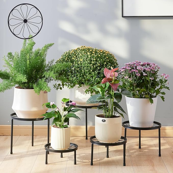 Plant Stand, 5 Pack Heavy Duty Flower Pot Stands, Metal Decoration Racks by Furshus