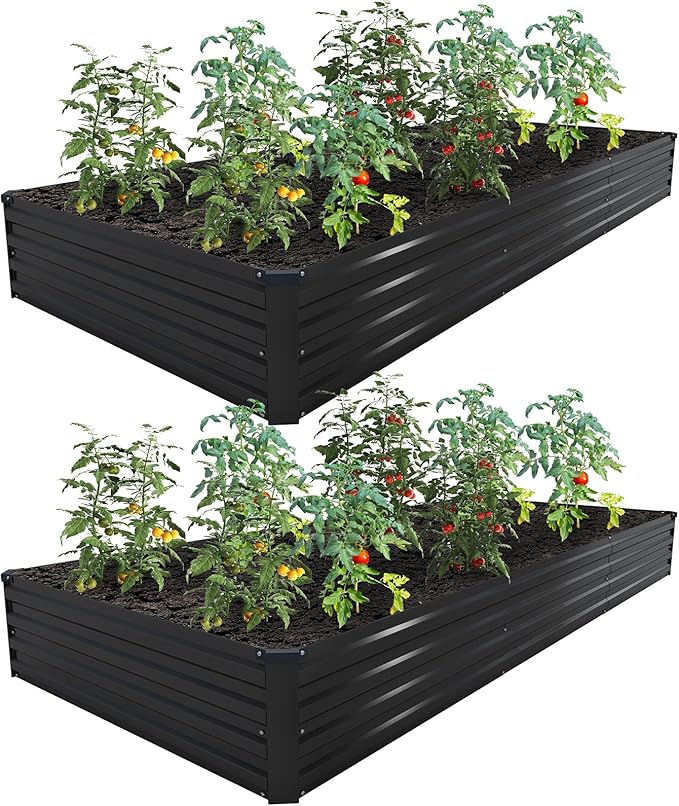 12×4×1FT Galvanized Raised Garden Bed Kit, Metal Planter Boxes, Large Outdoor by ZUNUDA