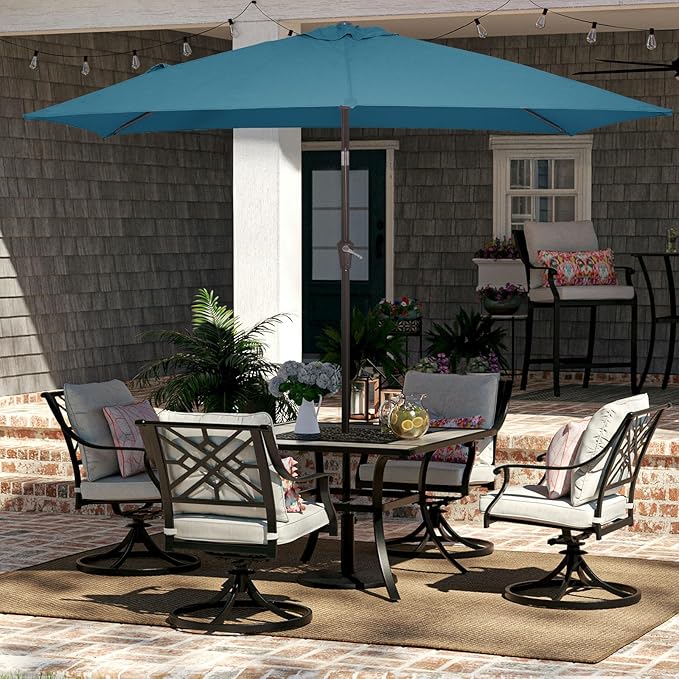 JEAREY 6.5x10 ft Rectangular Patio Umbrellas Rectangle Outdoor Umbrella - Image 4