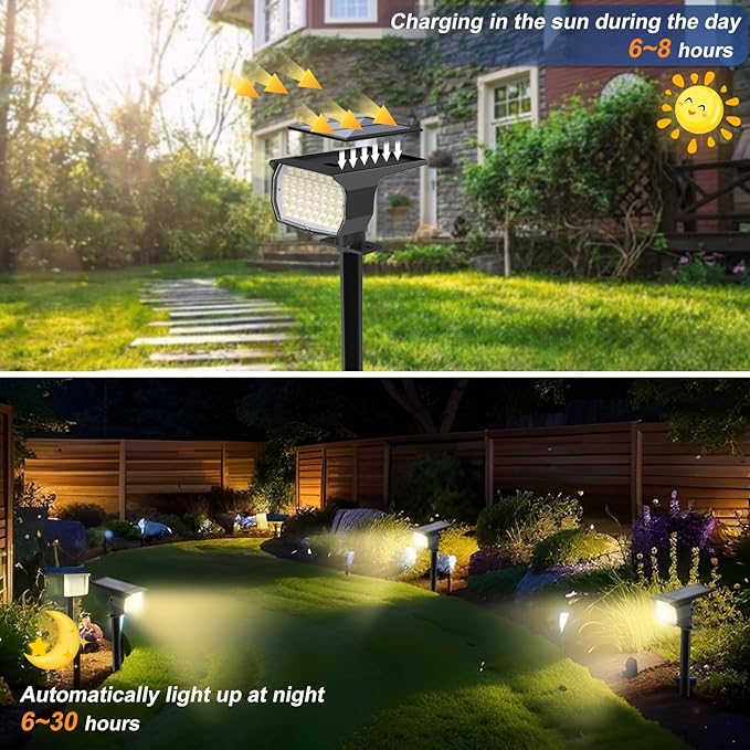Solar Spot Lights Outdoor Waterproof IP65, 2 Pack Landscape Spotlights - Image 2