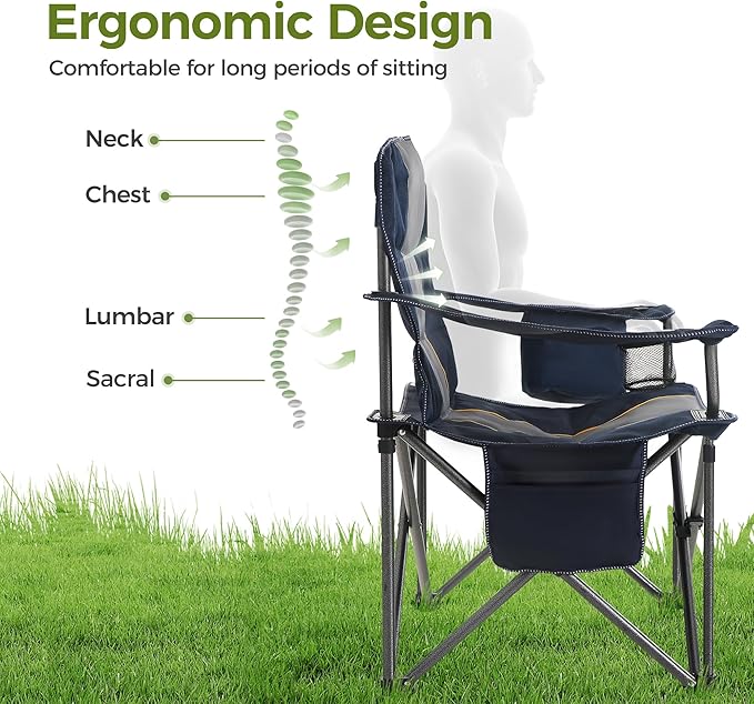 ALPHA CAMP Heavy Duty Camping Chair 500LBS Capacity, Oversized Folding Chair - Image 9