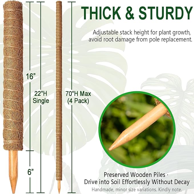 Soupiar 4 Pack 22 Inch Stackable Moss Pole - Image 2