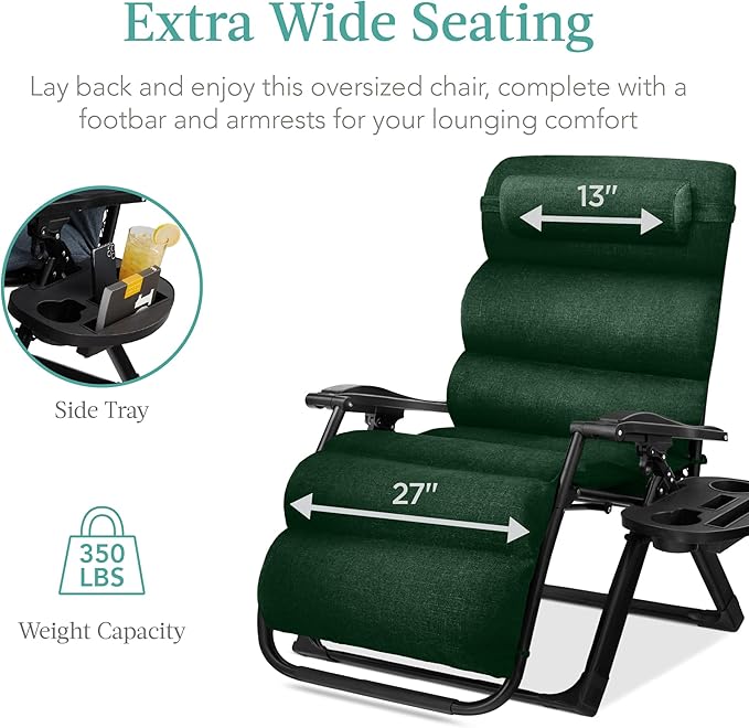 Best Choice Products Oversized Zero Gravity Chair, Folding Outdoor Patio - Image 5