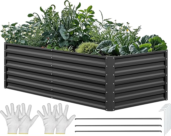 YITAHOME 6x3x2ft Outdoor Raised Garden Bed Kit, Large Metal Patio Planter Box by YITAHOME