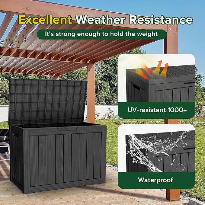 46 Gallon Outdoor Deck Box, Lockable Waterproof Outdoor Storage Boxes - Image 3