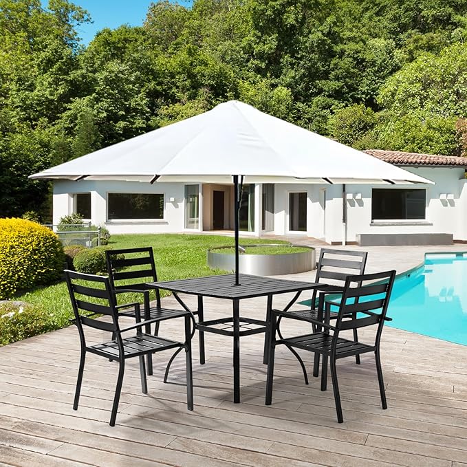 VINGLI 5-Piece Outdoor Dining Set, Metal Patio Dining Set - Image 2