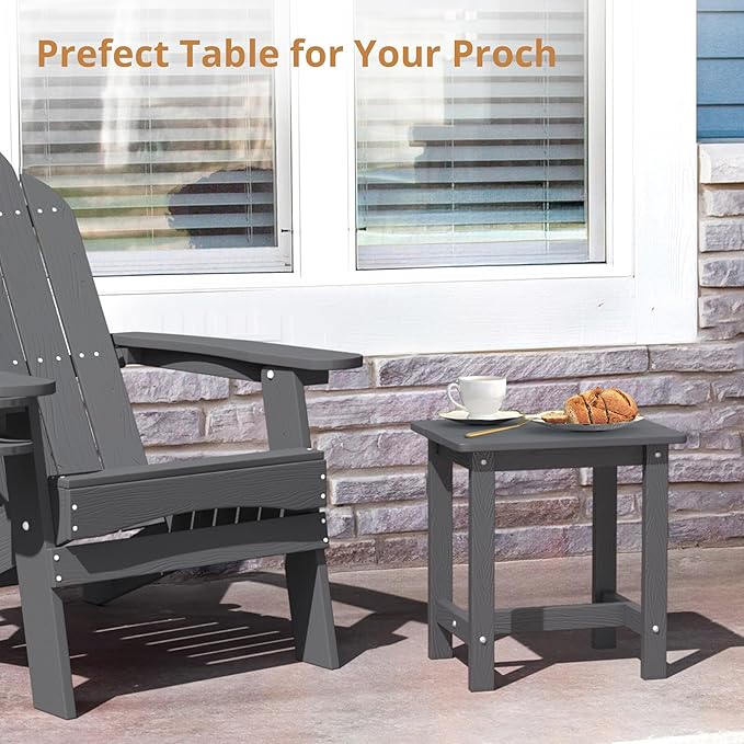 LUE BONA Outdoor Side Table Set of 2, HDPS Small Outdoor Table, Adirondack Side - Image 5