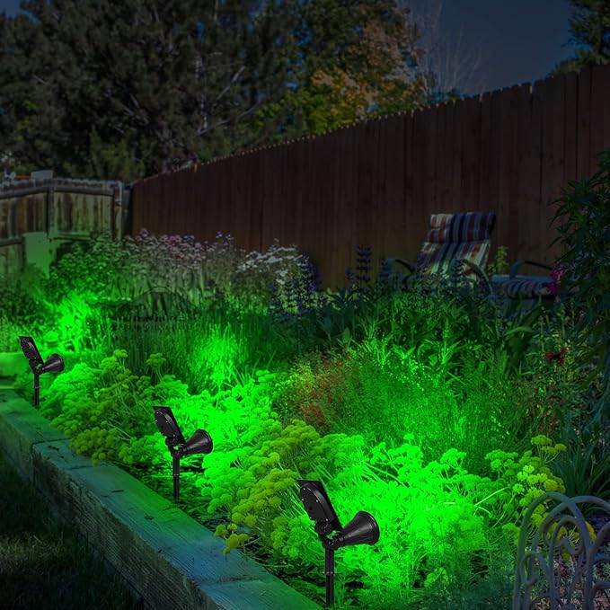 T-SUN Green Solar Spotlights, IP65 Waterproof Outdoor 4 LED Solar Garden Lights - Image 7