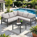 Patio Furniture Set, 6-piece Metal Sectional Furniture Sofa by ONBRILL
