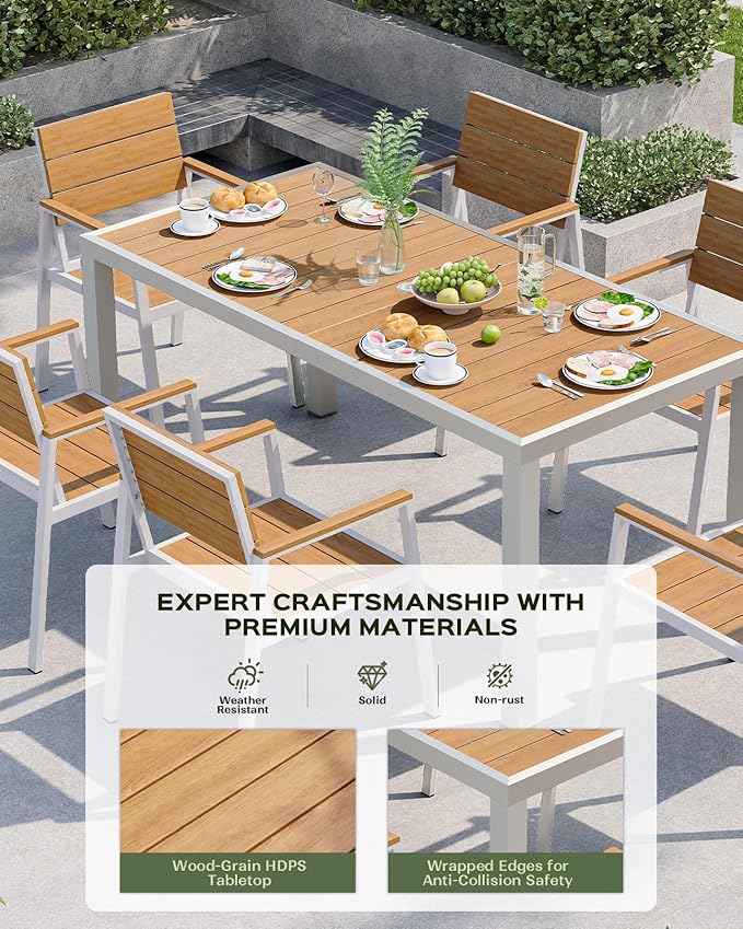 5-Piece Outdoor Dining Set, Aluminum Dining Table Set - Image 2