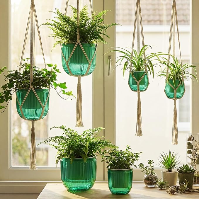 6 Pack Self Watering Hanging Planters Indoor Flower Pots Visible Water Level - Image 7