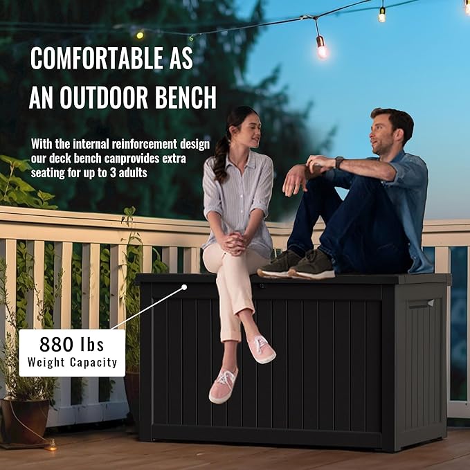 DRATO 280 Gallon Deck Box, Outdoor Large Waterproof Resin Storage Box - Image 7